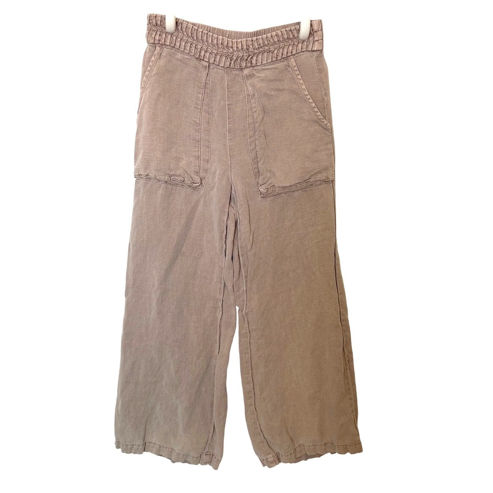 Anthropologie joie xs linen blend elastic waist pull on pants beach lagenlook